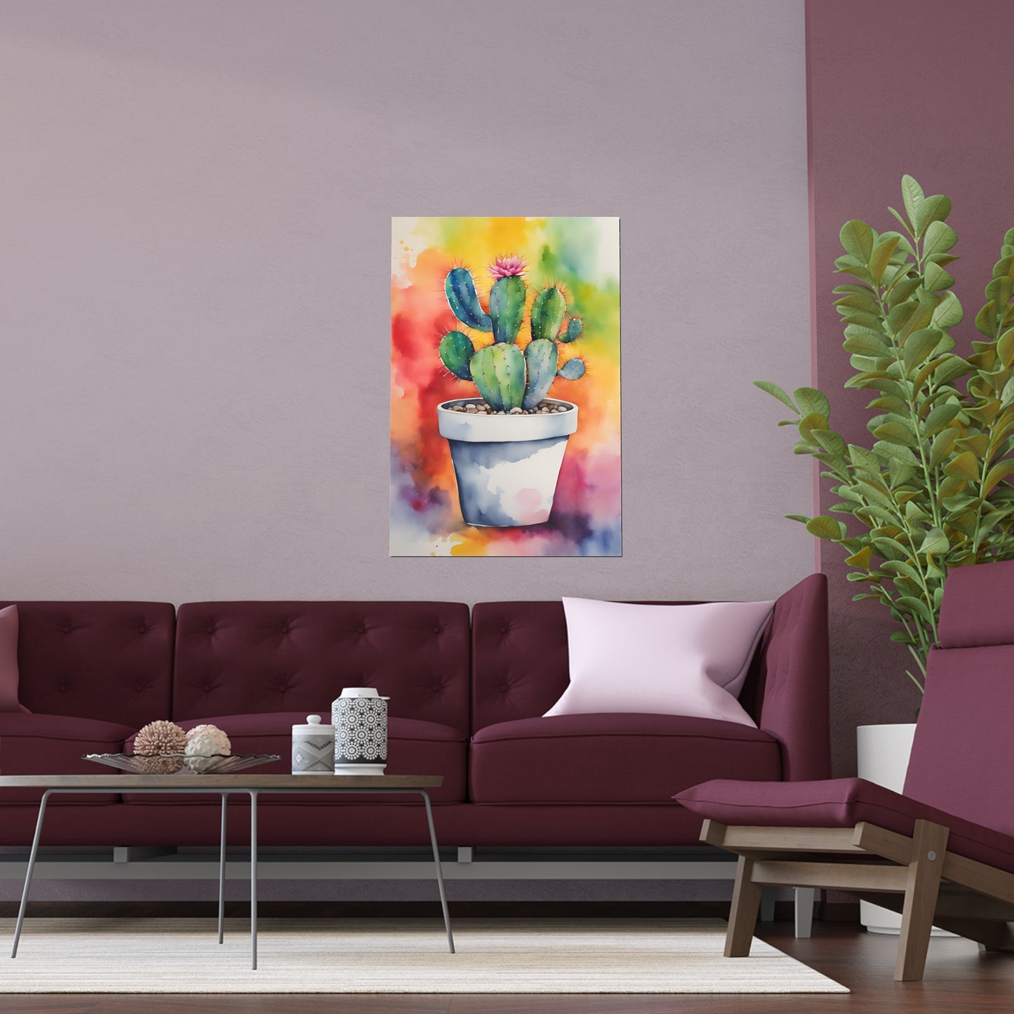 Multicolored Cactus 1 Indoor and Outdoor Silk Poster