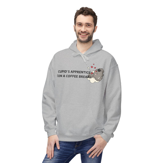 Cupid’s Apprentice (On A Coffee Break) Mens Valentines Hoodie
