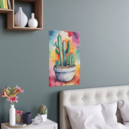 Multicolored Cactus 3 Indoor and Outdoor Silk Poster
