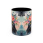Floral Black Cat 03 Accent Coffee Mug - 11oz Perfect for Cat Lovers & Gifts