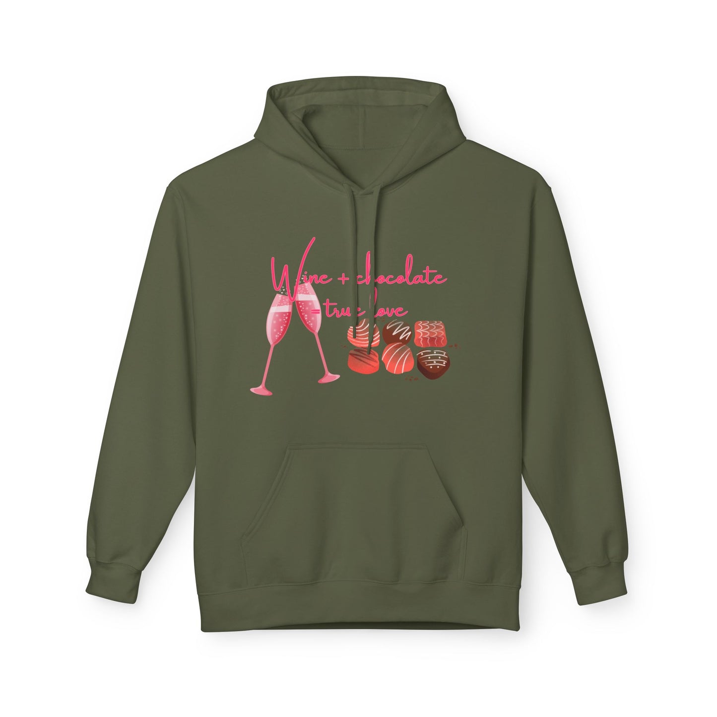 Wine + Chocolate = True Love Unisex Valentines Hoodie