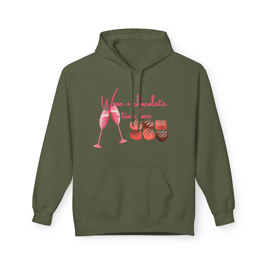 Wine + Chocolate = True Love Unisex Valentines Hoodie