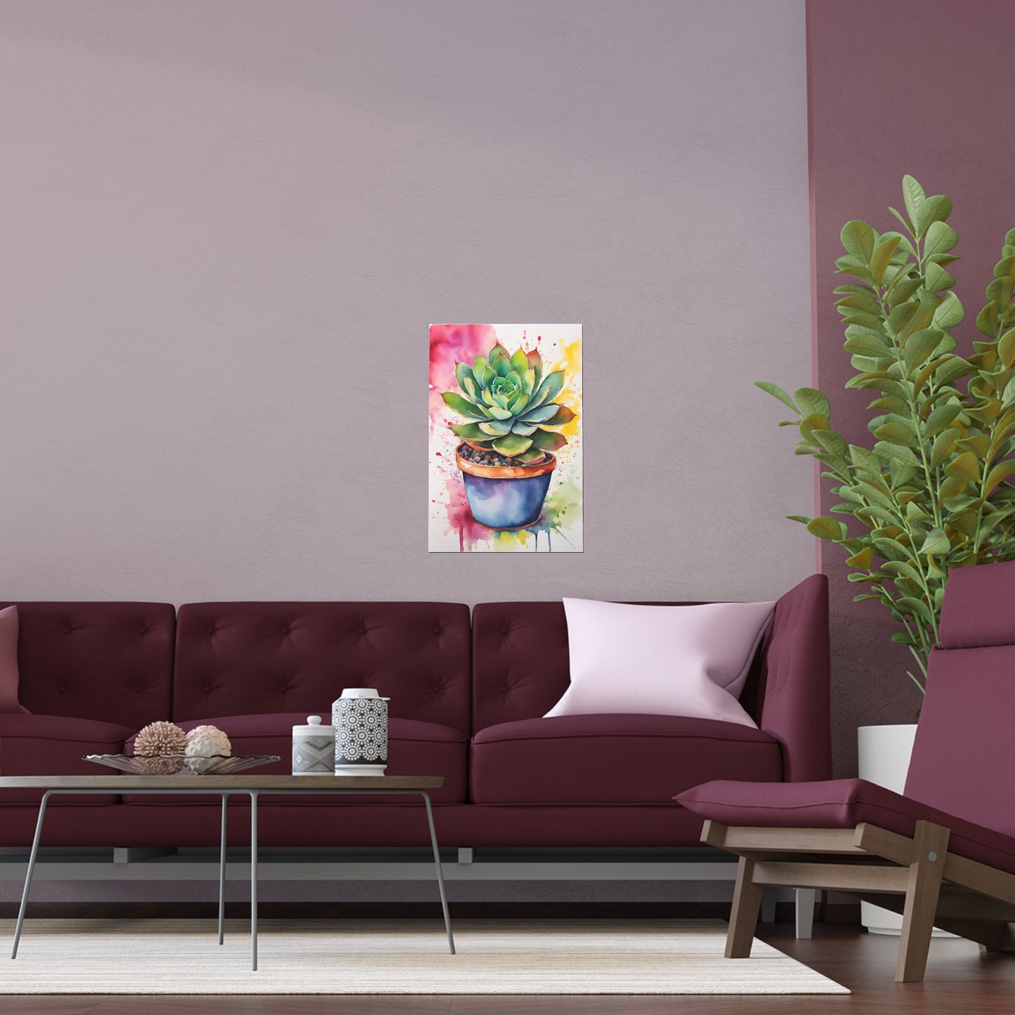 Multicolored Succulent 3 Indoor and Outdoor Silk Poster
