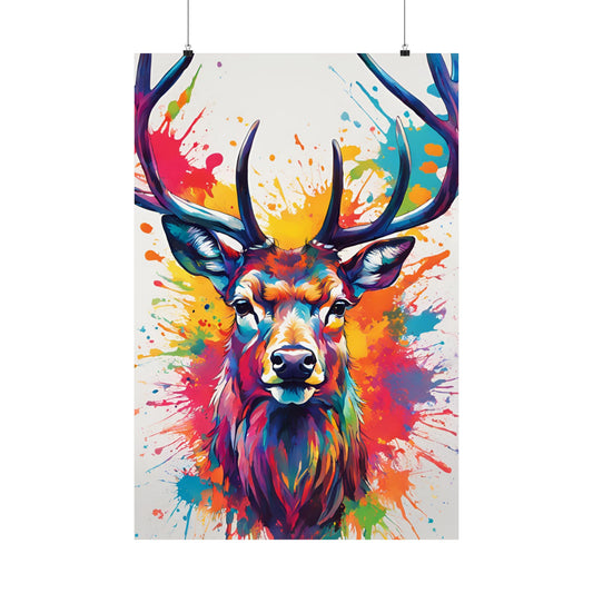 Multicolored Stag 2 Matte Vertical Poster