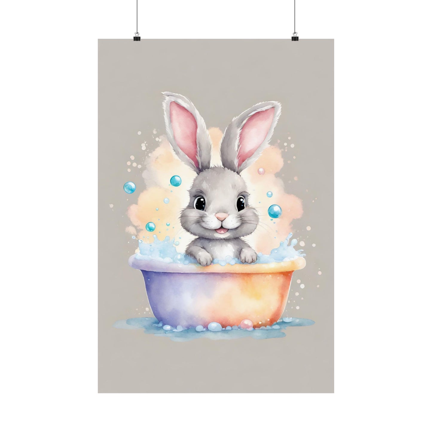 Nursery Bunny in the Bath 3 Matte Vertical Posters