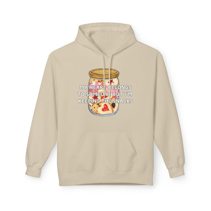 My Heart Belongs To Someone But I’m Keeping The Snacks Mens Valentines Hoodie
