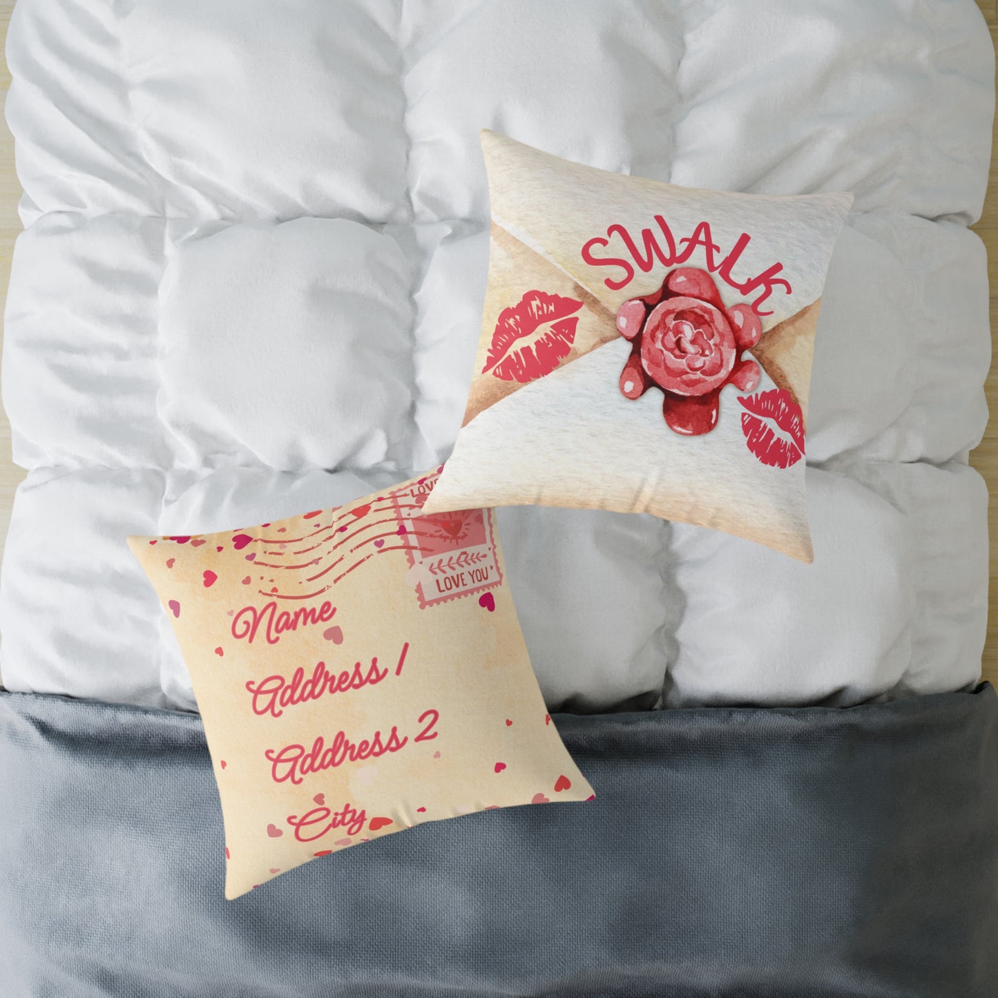 Personalized Valentines Letter Poly Pillow