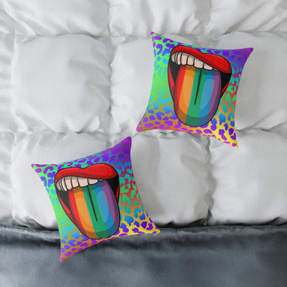 Rainbow Lips Poly Pillow