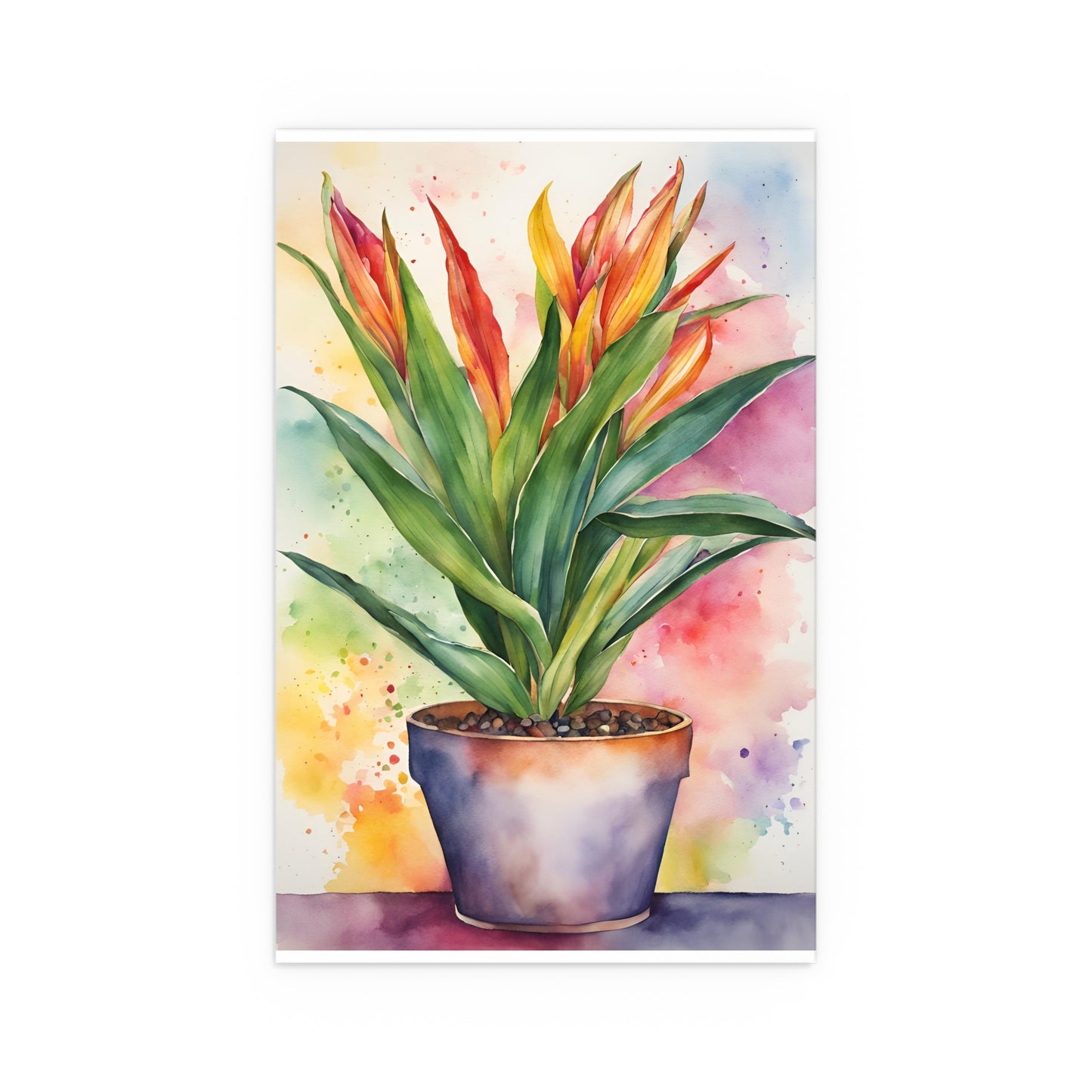 Multicolored Pot Plant 2 Indoor and Outdoor Silk Poster