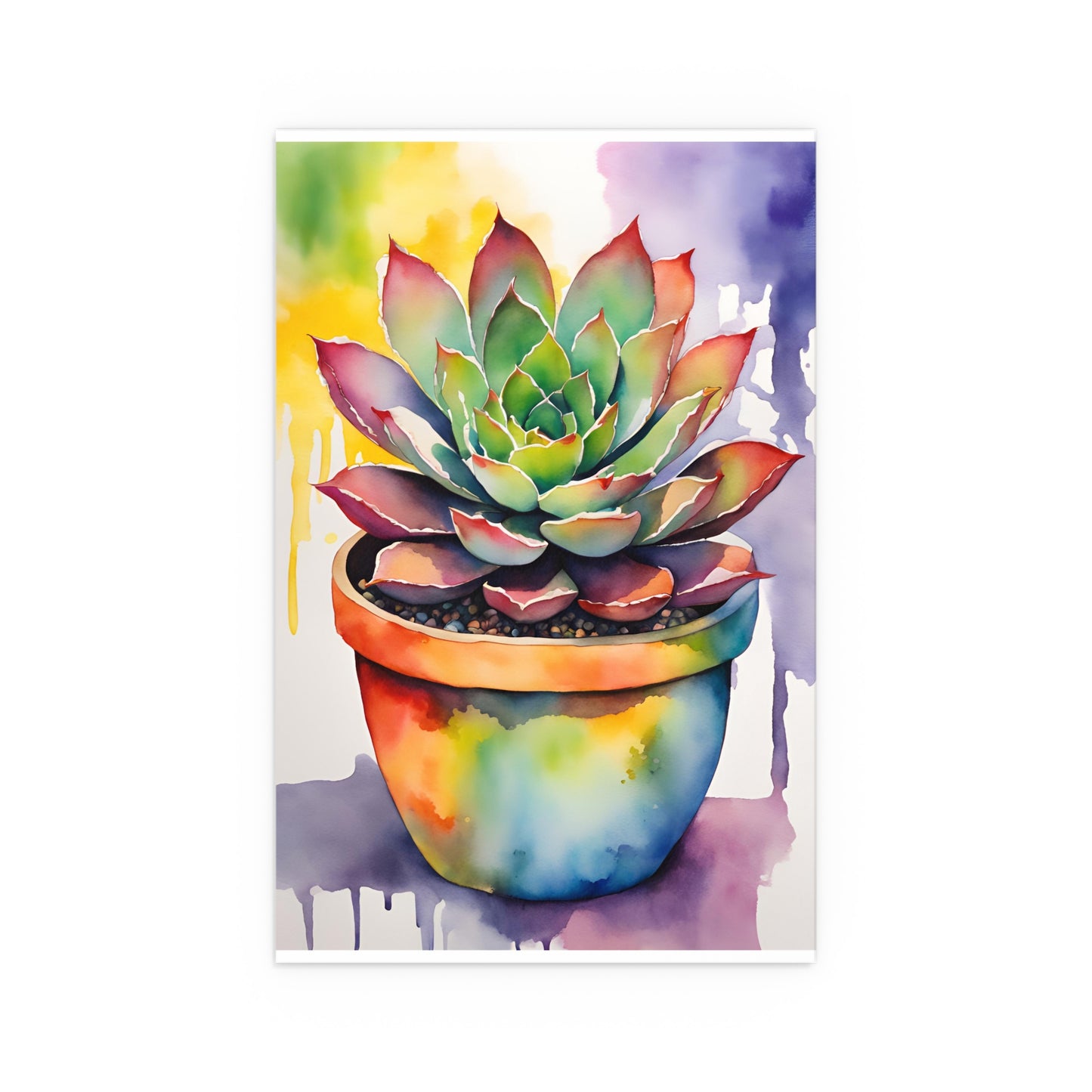Multicolored Succulent 4 Indoor and Outdoor Silk Poster