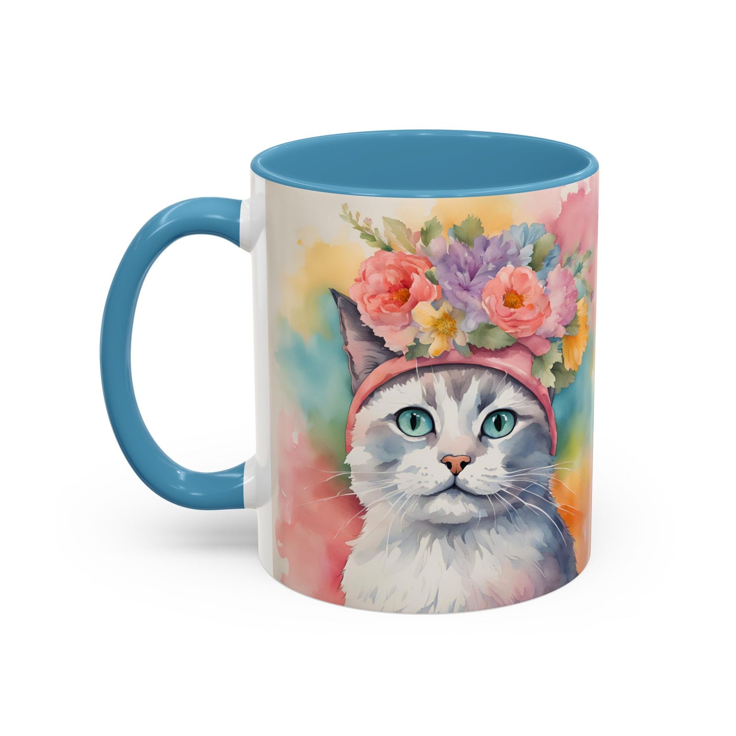 Floral Rag Doll Cat 02 Accent Coffee Mug - 11oz Perfect for Cat Lovers & Gifts