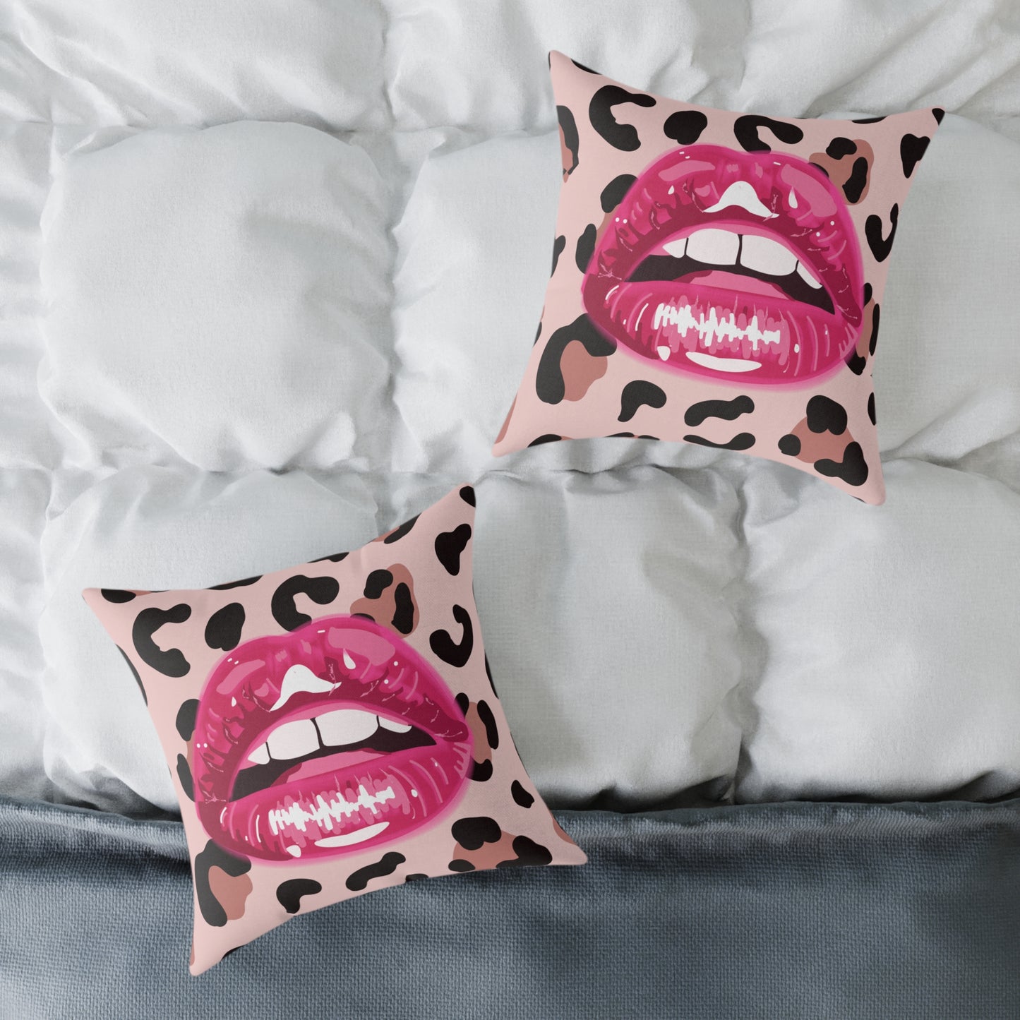 Cheetah Lips Poly Pillow
