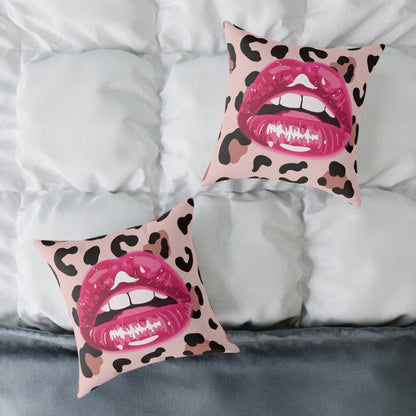 Cheetah Lips Poly Pillow