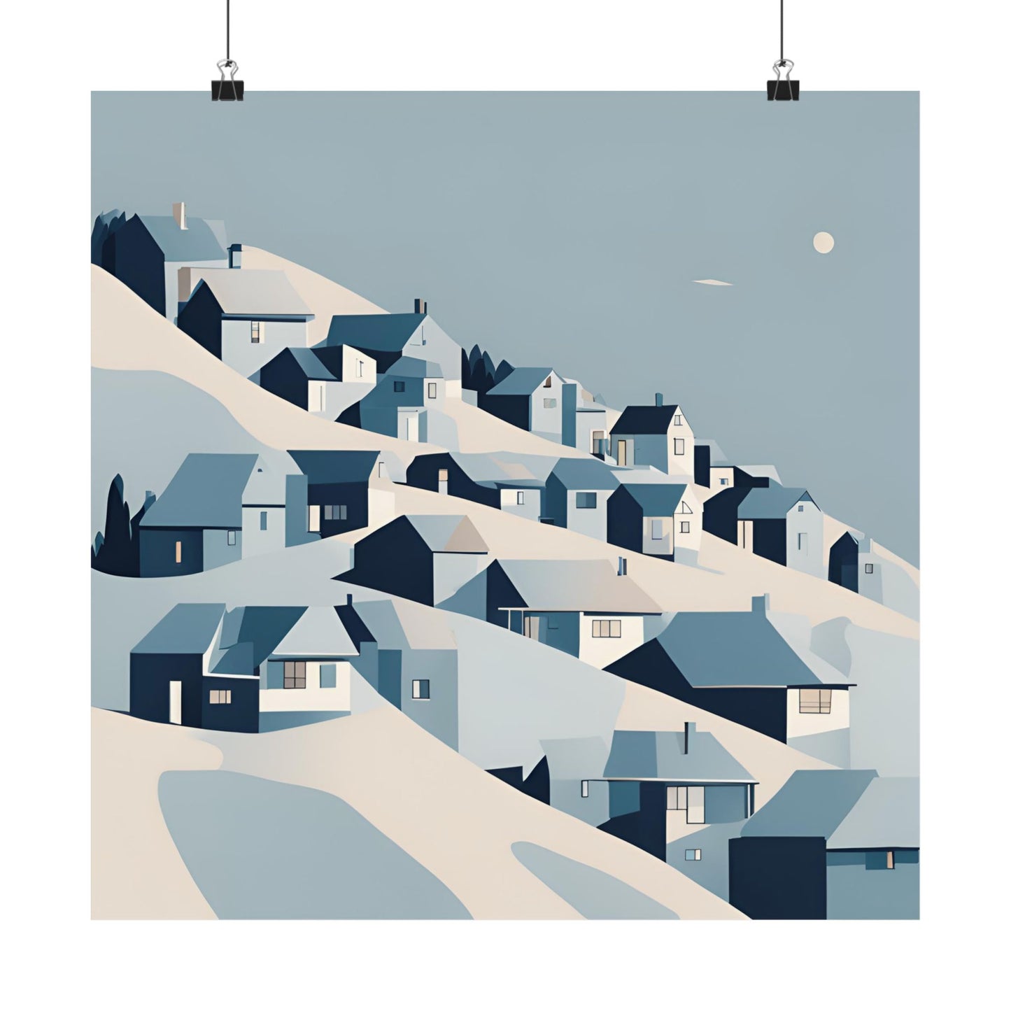 On The Hillside Blue 5 Matte Square Posters
