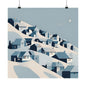 On The Hillside Blue 5 Matte Square Posters
