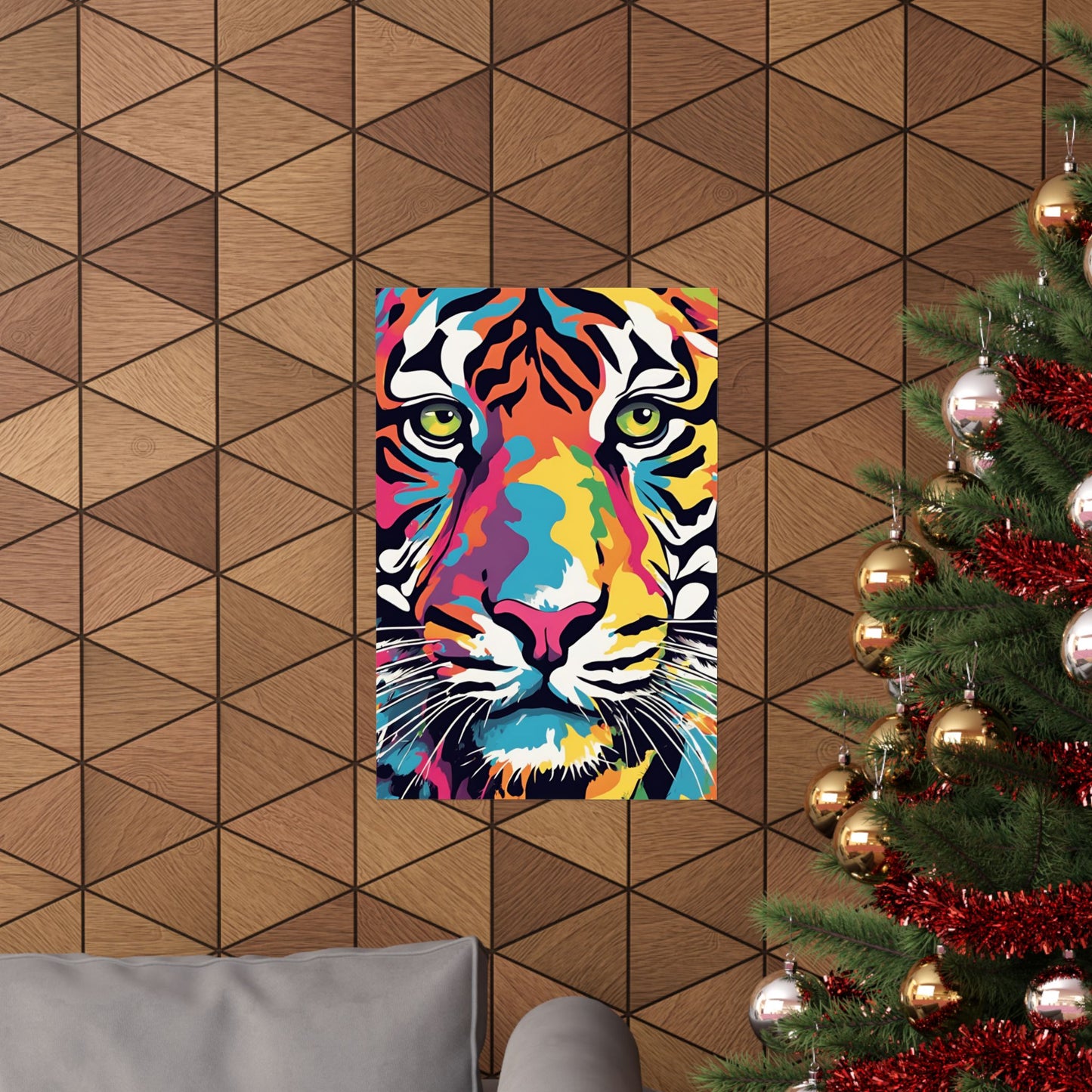 Multicolored Tiger 2 Matte Vertical Poster