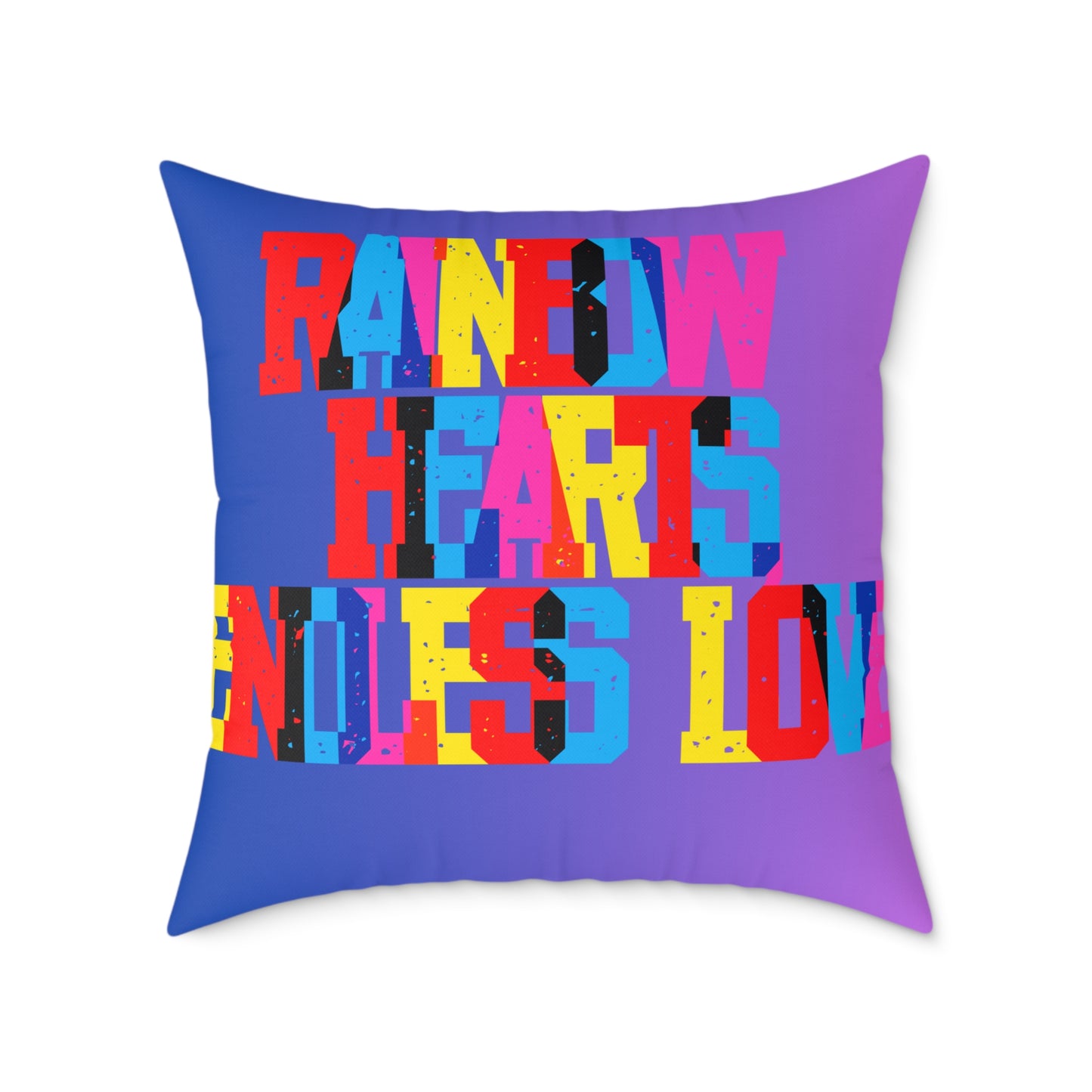 Rainbow Hearts Endless Love Poly Pillow