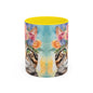 Floral Tabby Cat 01 Accent Coffee Mug - 11oz Perfect for Cat Lovers & Gifts