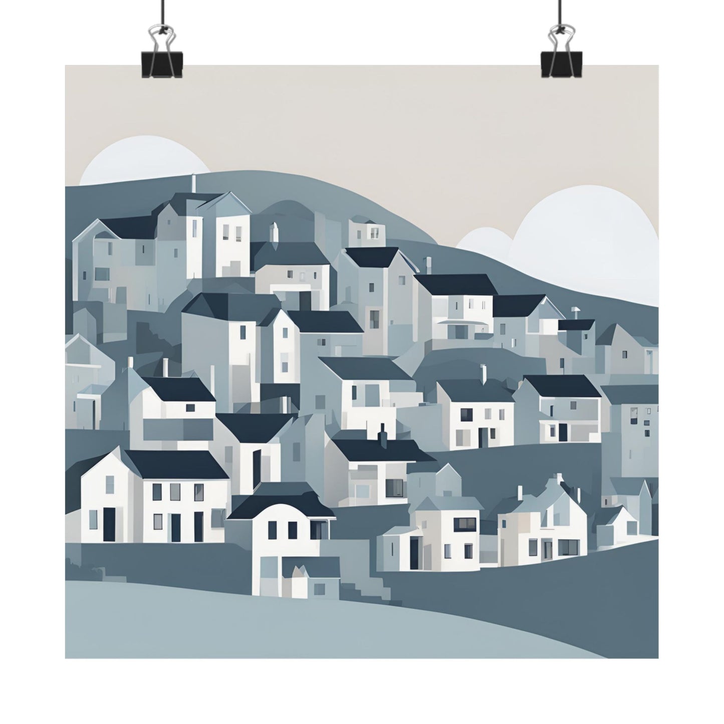 On The Hillside Blue 2 Matte Square Posters