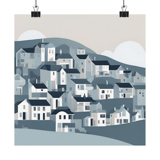 On The Hillside Blue 2 Matte Square Posters