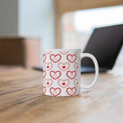 Hearts Valentines Mug Ceramic 11oz