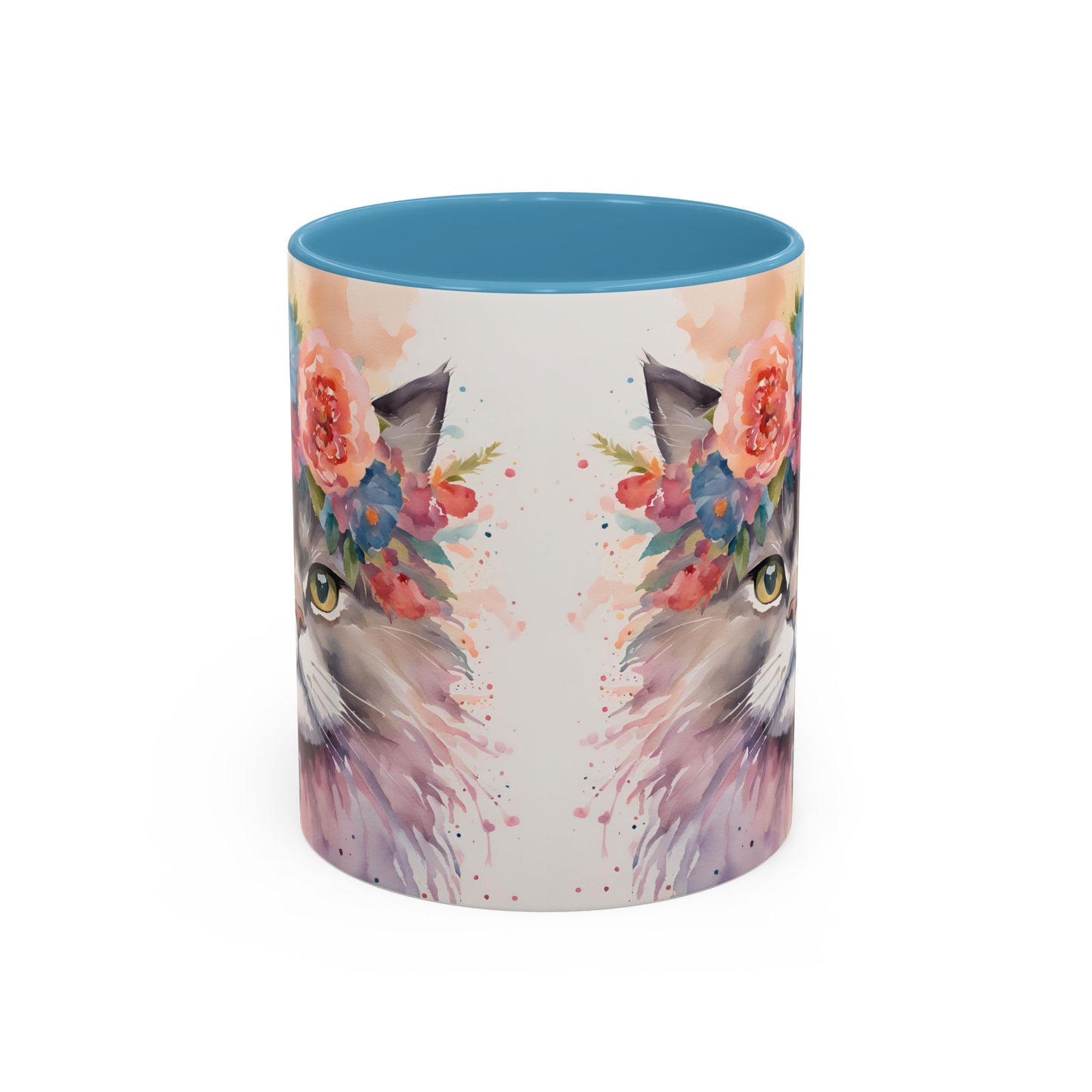 Floral Siamese Cat 03 Accent Coffee Mug - 11oz Perfect for Cat Lovers & Gifts