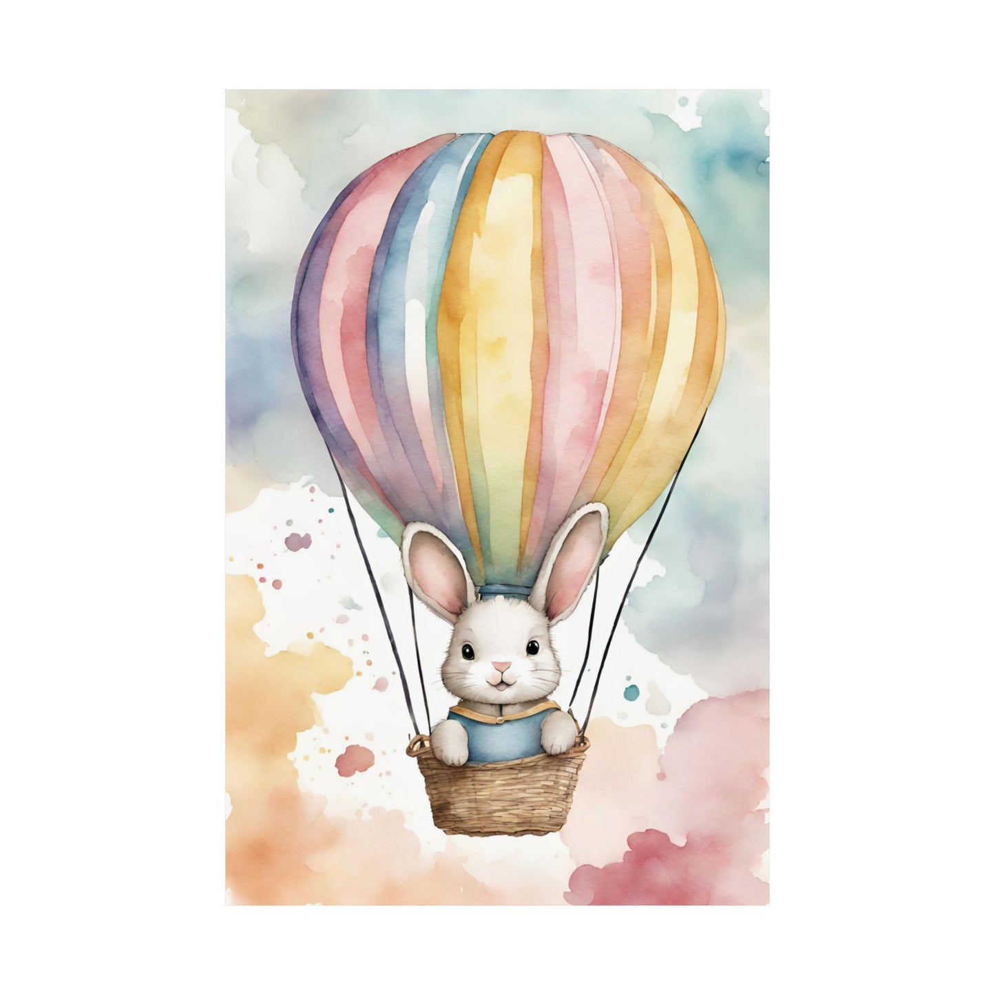 Nursery Bunny in a Hot Air Ballon 1 Matte Vertical Posters