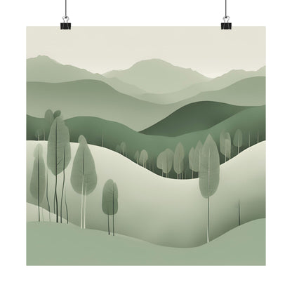 On The Hillside Green 15 Matte Square Posters