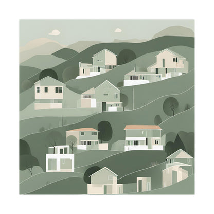 On The Hillside Green 4 Matte Square Posters