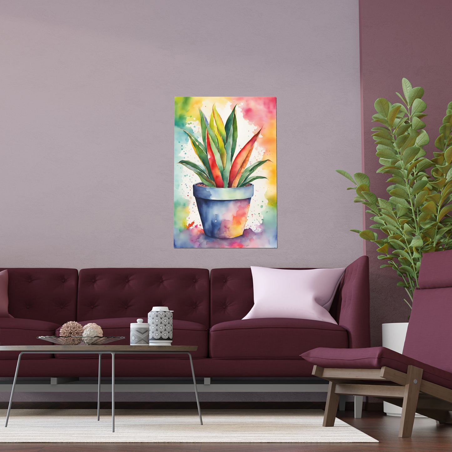 Multicolored Pot Plant 11 Indoor and Outdoor Silk Poster