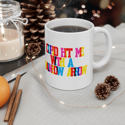 Cupid Hit Me With A Rainbow Arrow Valentines Mug Ceramic 11oz