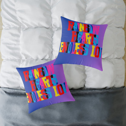 Rainbow Hearts Endless Love Poly Pillow
