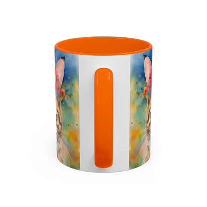 Floral Tabby Cat 04 Accent Coffee Mug - 11oz Perfect for Cat Lovers & Gifts
