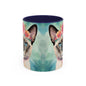 Floral Siamese Cat 01 Accent Coffee Mug - 11oz Perfect for Cat Lovers & Gifts