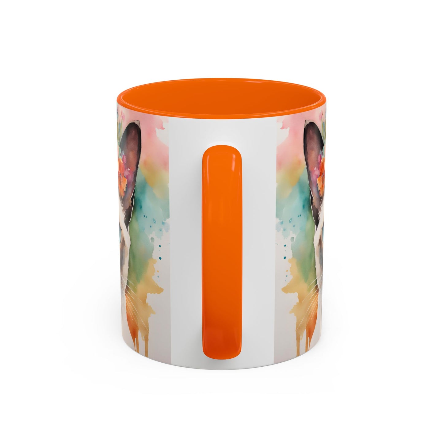 Floral Siamese Cat 02 Accent Coffee Mug - 11oz Perfect for Cat Lovers & Gifts