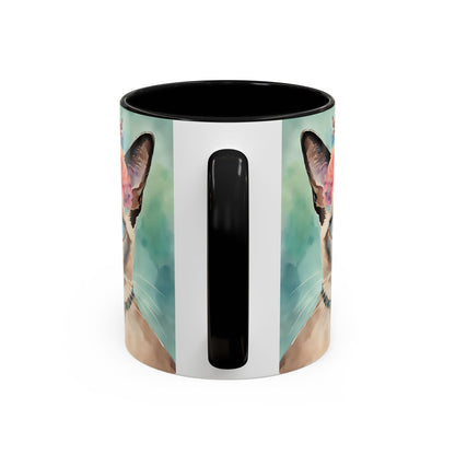Floral Siamese Cat 01 Accent Coffee Mug - 11oz Perfect for Cat Lovers & Gifts