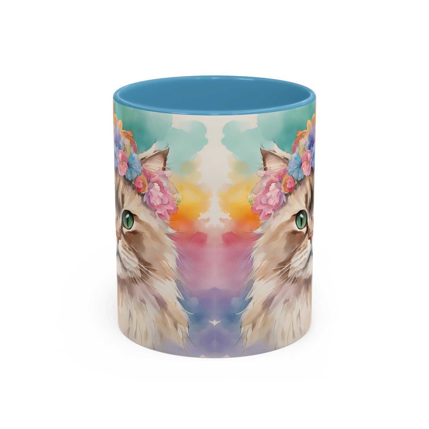 Floral Siamese Cat 02 Accent Coffee Mug - 11oz Perfect for Cat Lovers & Gifts