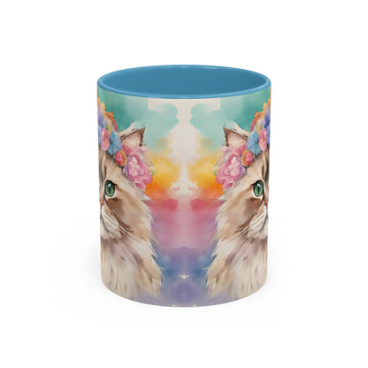 Floral Siamese Cat 02 Accent Coffee Mug - 11oz Perfect for Cat Lovers & Gifts