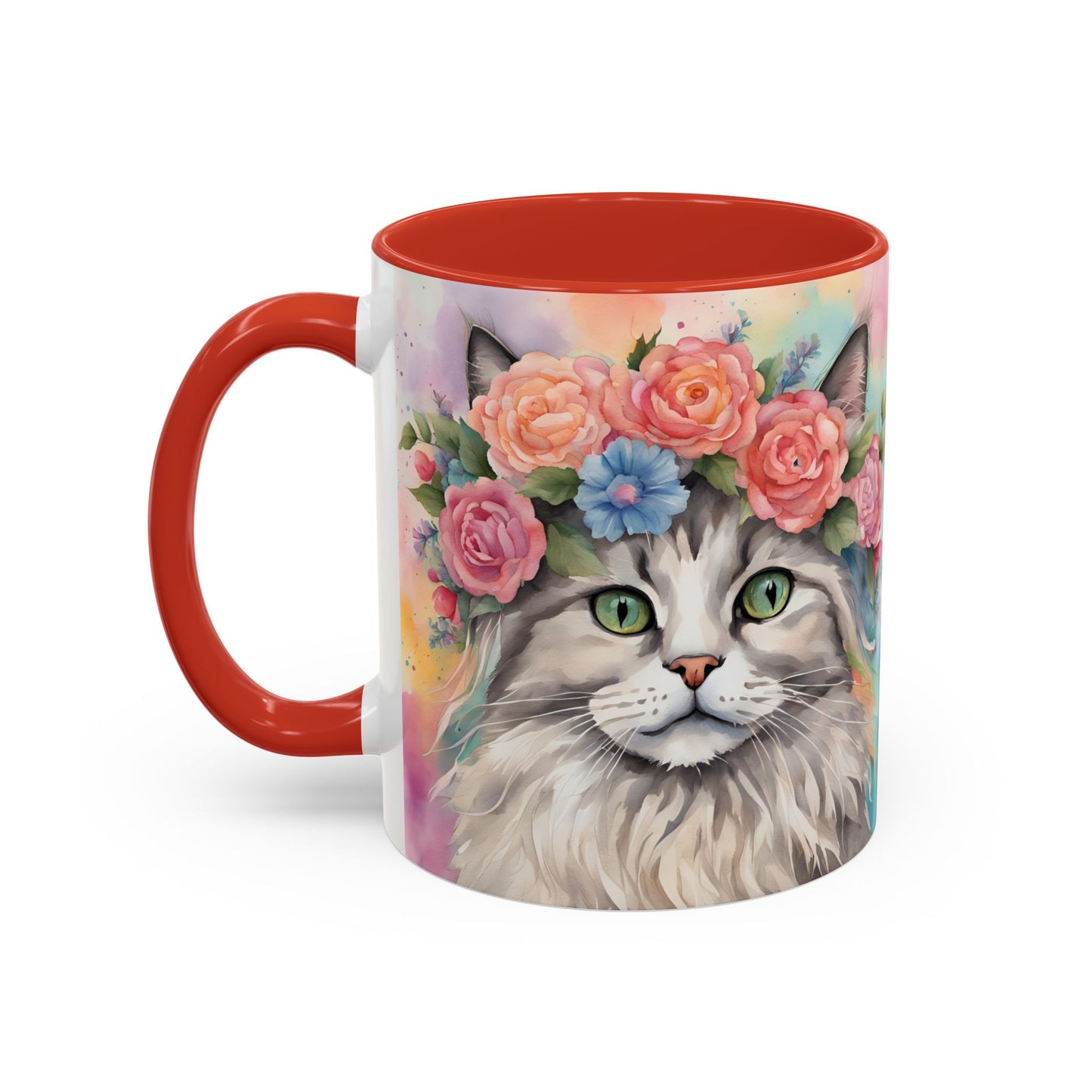 Floral Rag Doll Cat 03 Accent Coffee Mug - 11oz Perfect for Cat Lovers & Gifts