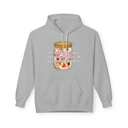 My Heart Belongs To Someone But I’m Keeping The Snacks Mens Valentines Hoodie