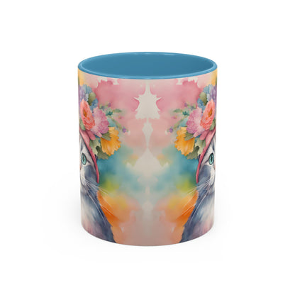 Floral Rag Doll Cat 02 Accent Coffee Mug - 11oz Perfect for Cat Lovers & Gifts