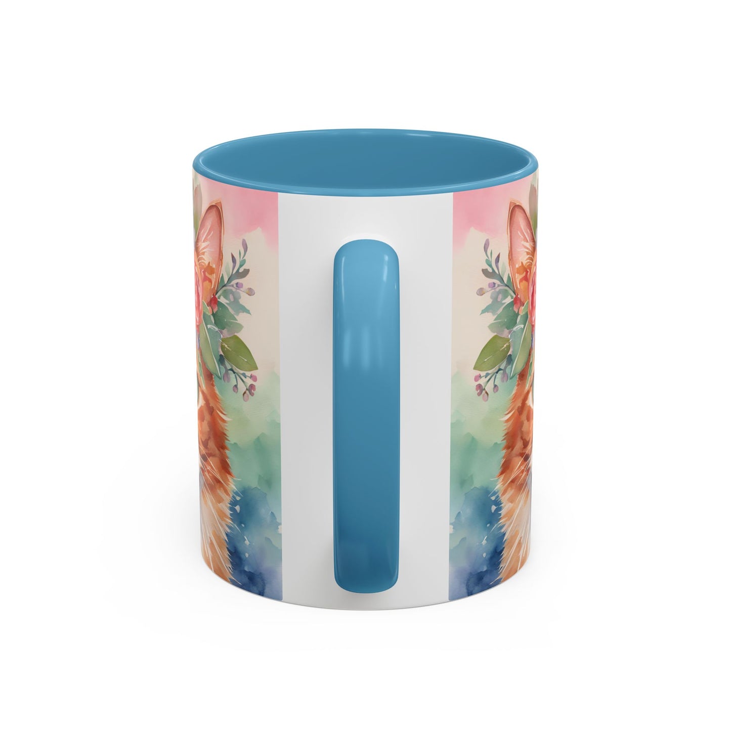 Floral Ginger Cat 01 Accent Coffee Mug - 11oz Perfect for Cat Lovers & Gifts
