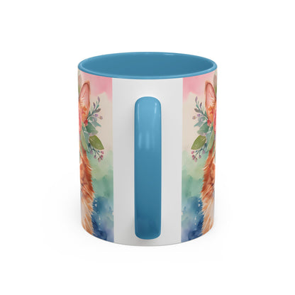 Floral Ginger Cat 01 Accent Coffee Mug - 11oz Perfect for Cat Lovers & Gifts