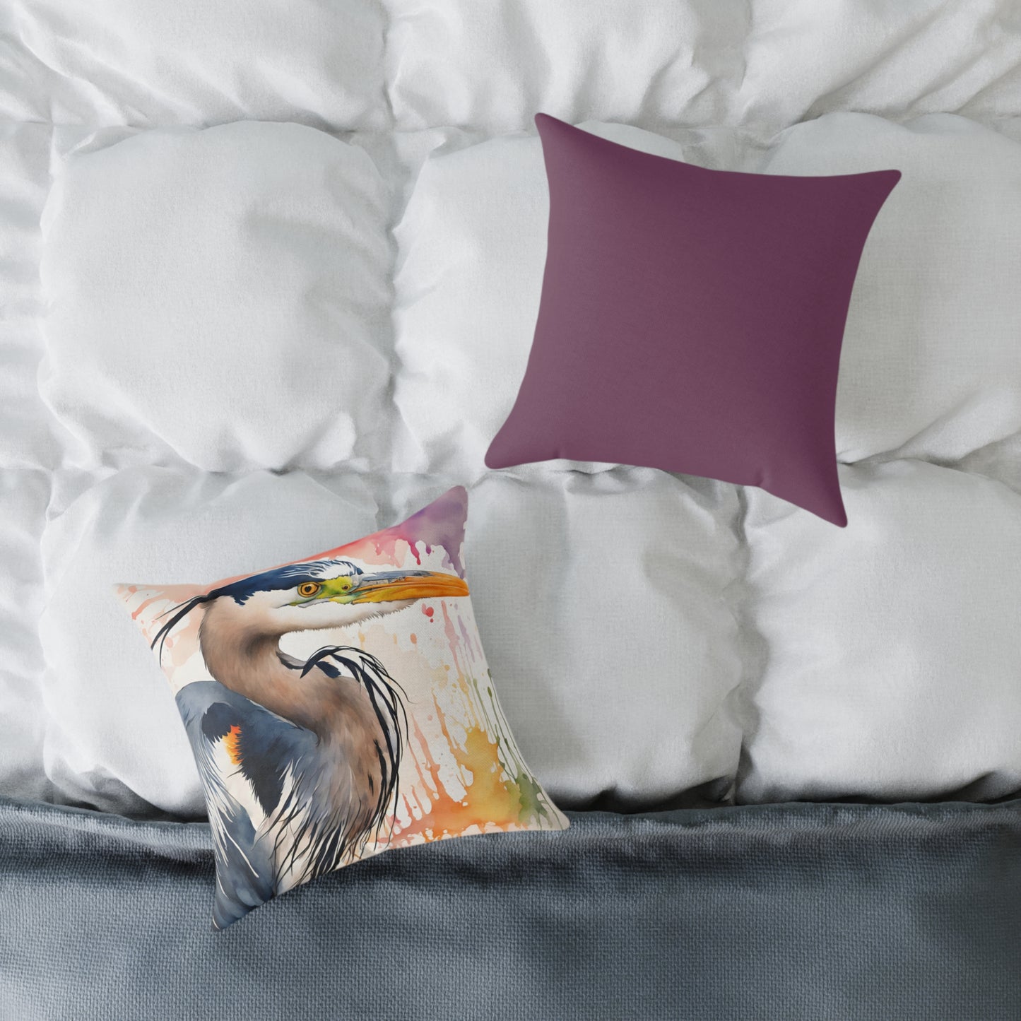 Heron 02 Poly Pillow - Natures Beauty Design