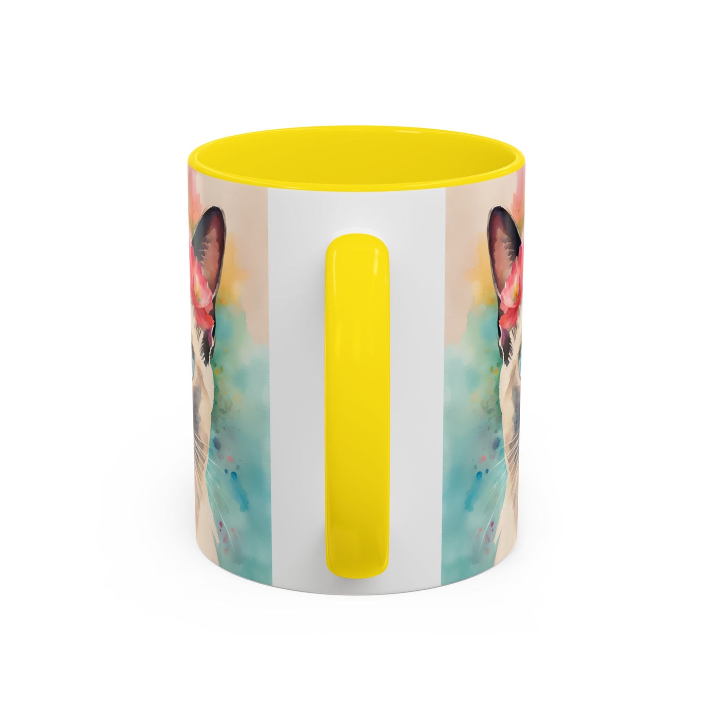 Floral Siamese Cat 04 Accent Coffee Mug - 11oz Perfect for Cat Lovers & Gifts