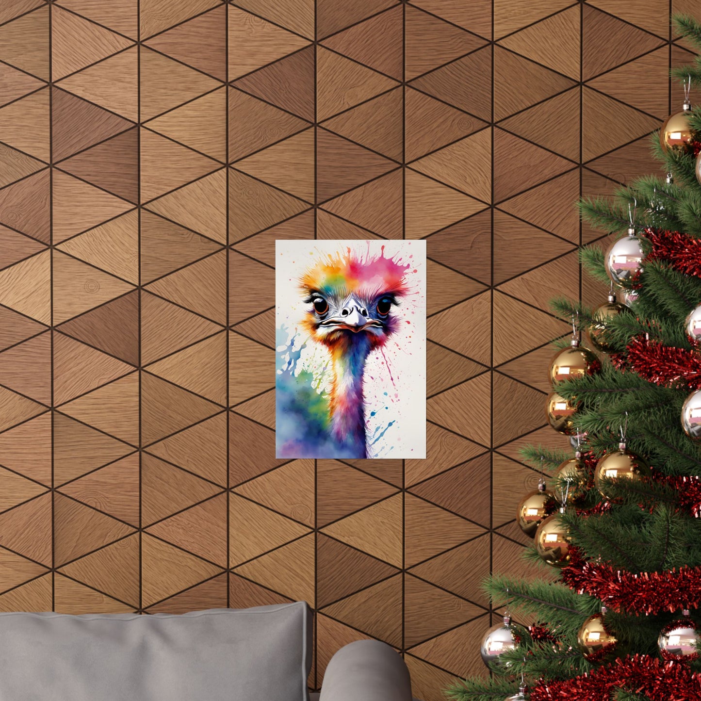 Multicolored Angry Ostrich 02 Matte Vertical Poster