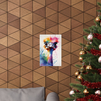 Multicolored Angry Ostrich 02 Matte Vertical Poster