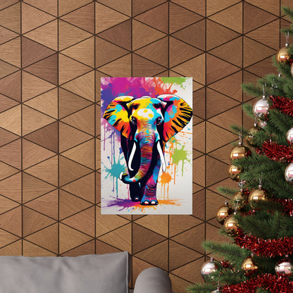 Multicolored Elephant 4 Matte Vertical Poster