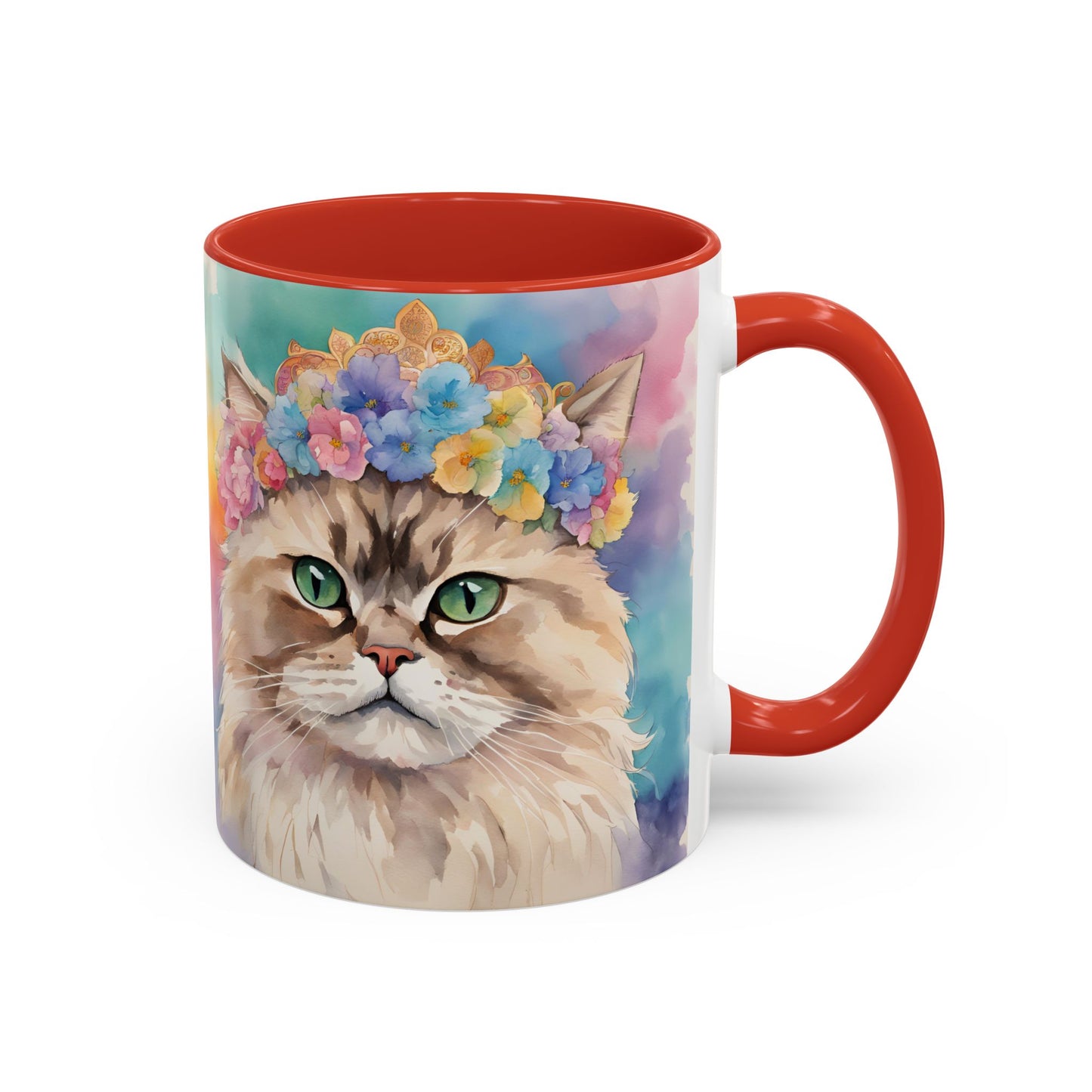 Floral Siamese Cat 02 Accent Coffee Mug - 11oz Perfect for Cat Lovers & Gifts
