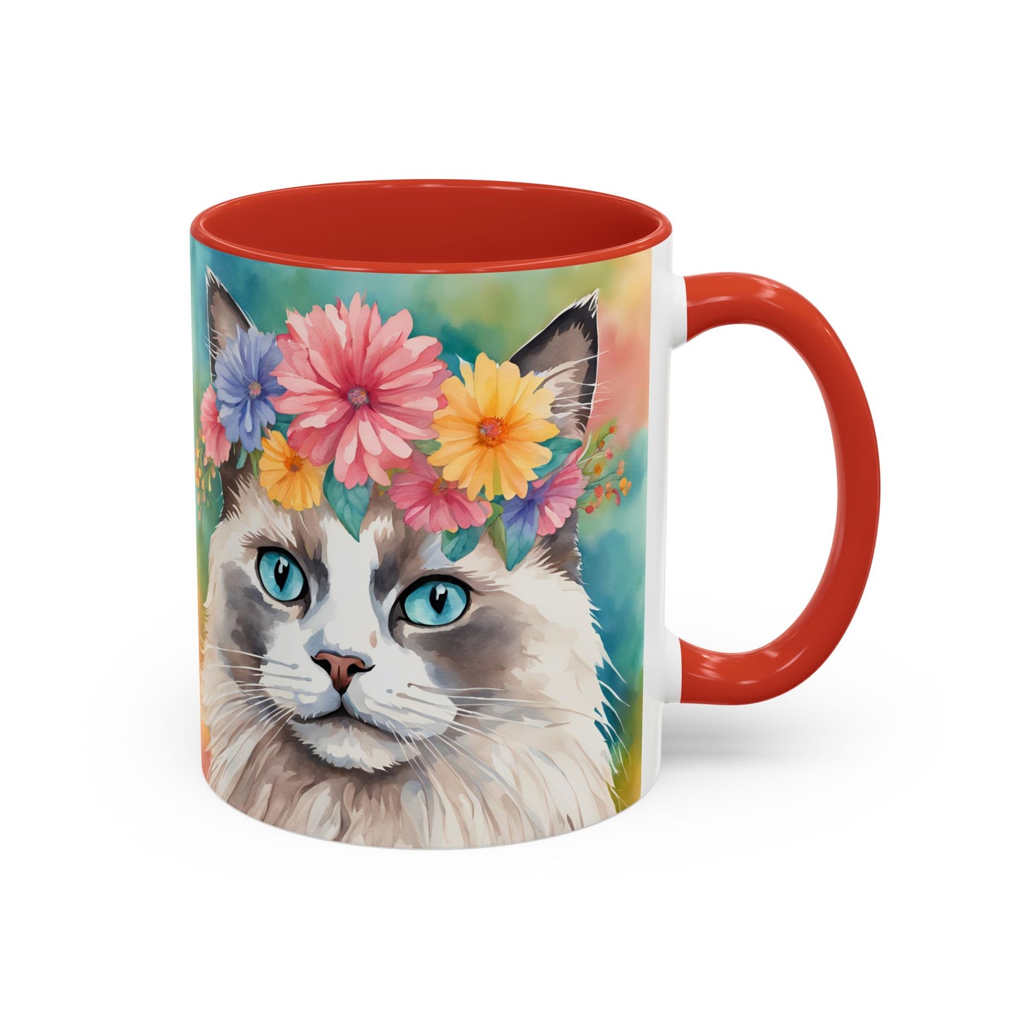 Floral Rag Doll Cat 01 Accent Coffee Mug - 11oz Perfect for Cat Lovers & Gifts
